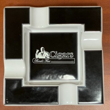 Bond's House Ceramic Ashtray Square Black and White