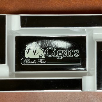 Bond's House Ceramic Ashtray Rectangle Black and White